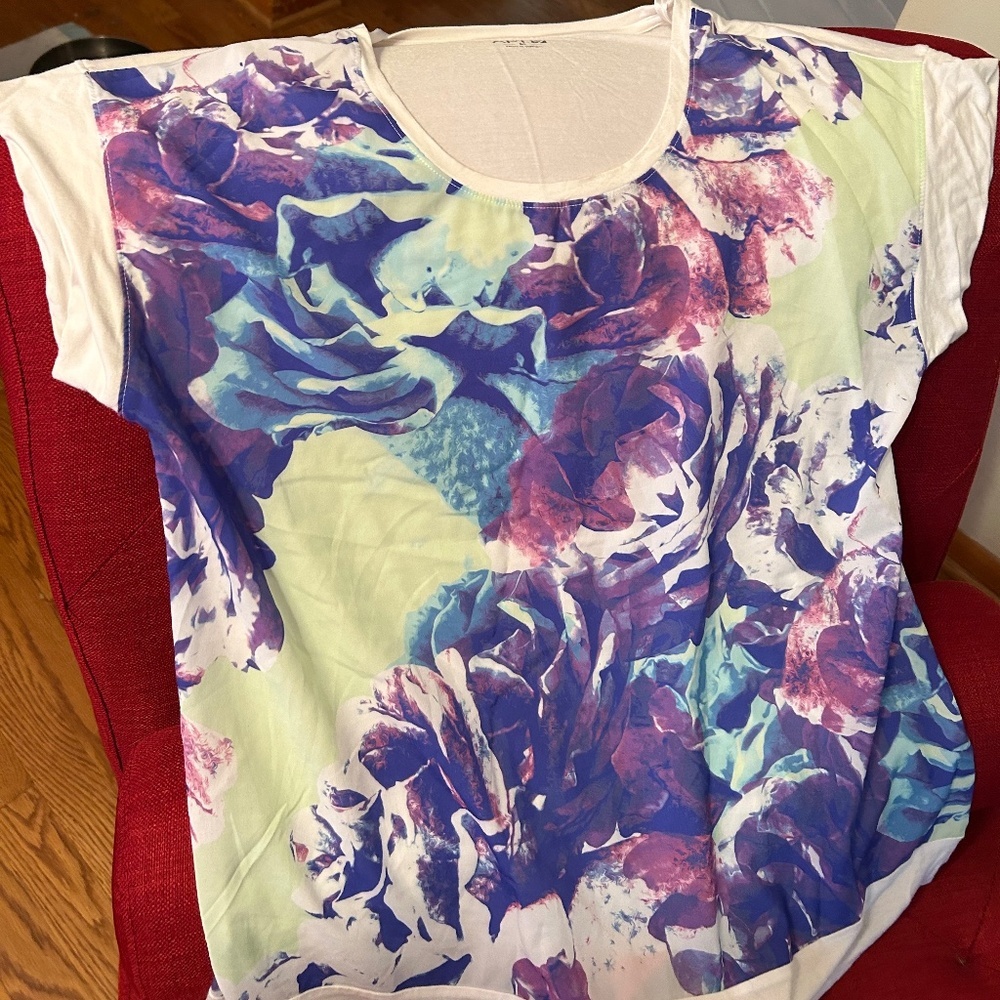 2 Pc Set Floral Print Women’s Skirt - Purple Multi Top M Skirt L